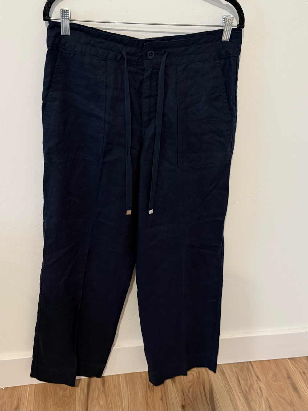 Lauren Ralph Lauren Navy Drawstring Wide Leg Linen Casual Pants Womens 6 Coastal